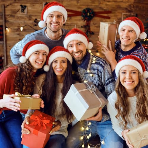 Jevrench 10-Pack Adult Santa Hats Bulk Double Layer Christmas Hats