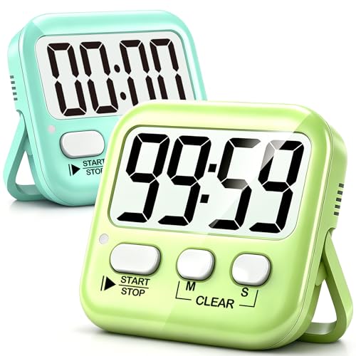 2-Pack Digital Timers with Mute Mode & Magnet for Kitchen & Classroom