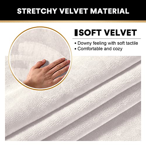 Thick Velvet Stretch Armrest Covers for Chairs and Sofas - 2 Pack, Ivory