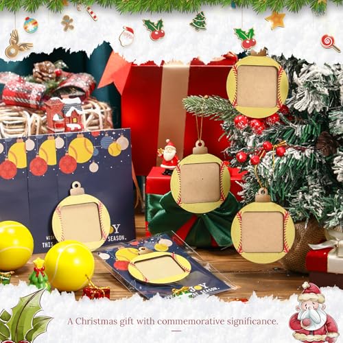 Vercraft Softball Christmas Ornament Set with Photo Frames & Greeting Cards