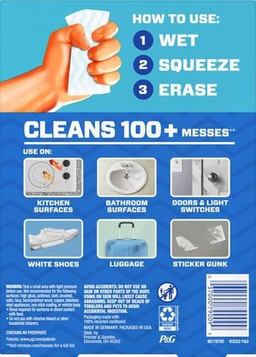 Mr. Clean Magic Eraser - Original Durafoam Cleaning Pads, White - 12 Count (2 Packs)