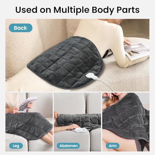 5lbs Weighted Heating Pad with 6 Heat Settings & Timer - Grey