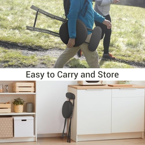 Padded Folding Stool with Backrest, 19-Inch Portable Collapsible Chair, 2 Pack