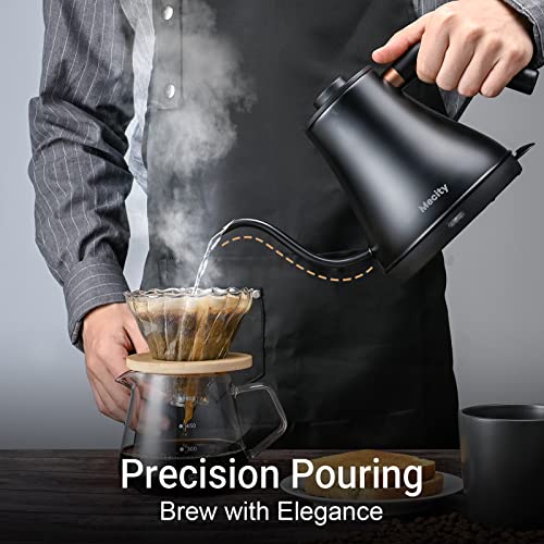Electric Gooseneck Kettle, 800ml Stainless Steel Water Boiler, Matte Black
