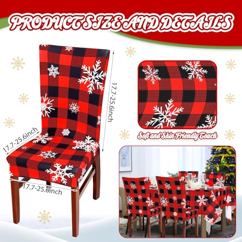 Preboun Classic 7-Piece Christmas Buffalo Plaid Tablecloth & Chair Cover Set