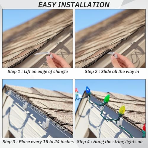 150 Pcs Christmas Gutter Hooks for Shingles & Soffit - Metal Light Clips