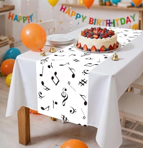 6 Pcs Music Notes Plastic Table Runner 14x108 inch for Party Wedding Birthday Baby Shower