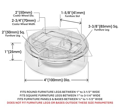 Adjustable Bed Risers - 1 Inch Height, Set of 8, Clear Heavy Duty