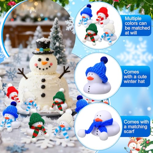 Jerify 24 Pack Christmas Snowman Rubber Ducks - Winter Holiday Party Favors