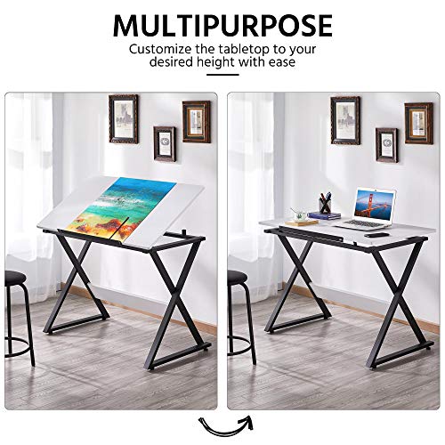 Adjustable Drafting Table with Tiltable Top – Art & Craft Work Station