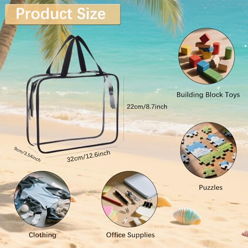 8 Pack Clear Toy Storage Bags with Labels and Zipper, Waterproof PVC