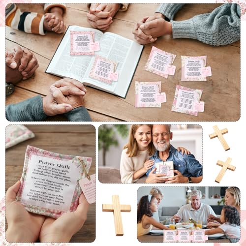 6-Pack Pink Prayer Quilt Set with Cross & Scripture Pockets