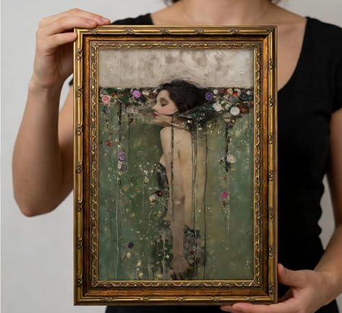 Vintage Gold Framed Ophelia Wall Art Dark Academia Canvas Print