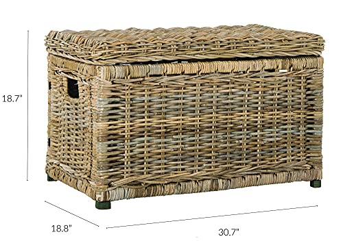 31-Inch Wicker Storage Trunk with Removable Lid - Hand-Woven Rattan Chest