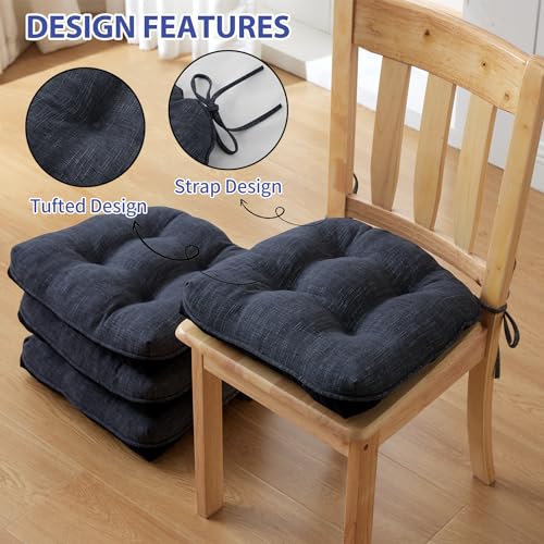 Memory Foam Dining Chair Cushions, 15.5-inch Non-Slip Seat Pads (Set of 4)