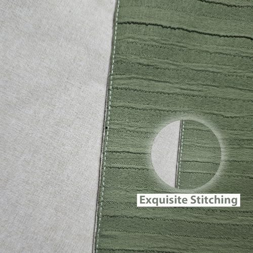 Olive Green Seersucker Bed Runner, Reversible Bed Scarf (102x20 In)