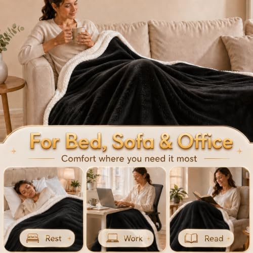 Full Size Electric Heated Blanket with 9 Heat Levels - Soft Flannel & Sherpa - Machine Washable