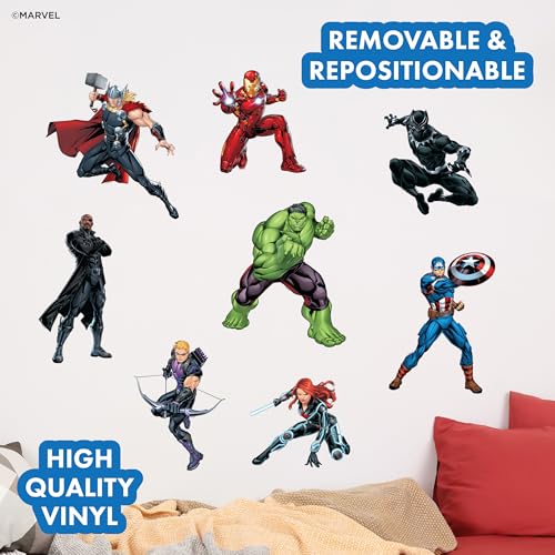 Superhero Wall Decals Set - 8 Piece Removable Vinyl Stickers for Kids Rooms