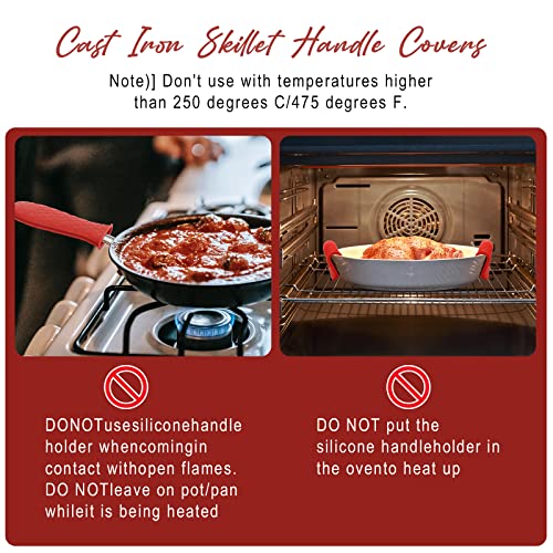 Joyhalo 6 Pack Cast Iron Handle Covers - Heat-Resistant Silicone, Non-Slip, Wine Handle Cover Set