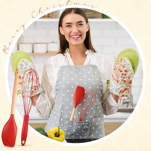 24-Piece Red Silicone Spatula and Whisk Set - 12 Inch Kitchen Utensils for Cooking & Baking