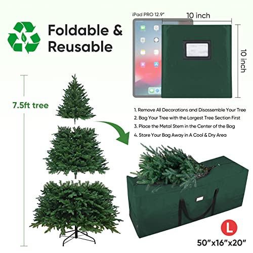 Extra Large Christmas Tree Storage Bag for 7.5 Ft Trees Green