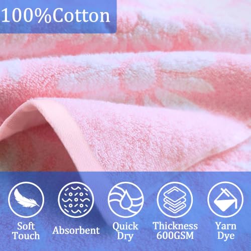VOOVA & MOVAS Kids Hooded Beach Towel Poncho - 100% Cotton Daisy (Ages 4-8)