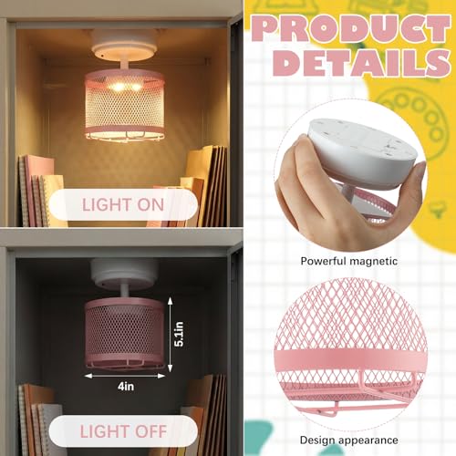 Magnetic LED Locker Light for School Students - Pink Manual Switch Lamp
