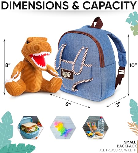 Naturally KIDS Small Dinosaur Backpack with Mini Plush Toys Set