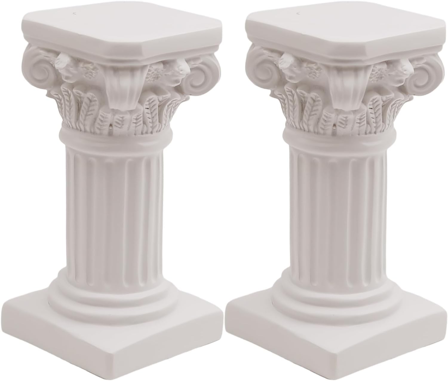 Saihisday White Roman Pillar Candle Holders - Mini Greek Columns for Wedding & Home Decor | 3.9" D x 7.5" H