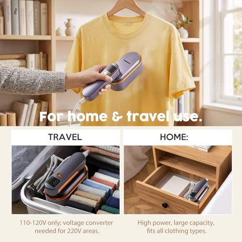 2-in-1 Portable Travel Garment Steamer and Dry Iron - 1200W Compact Wrinkle Remover