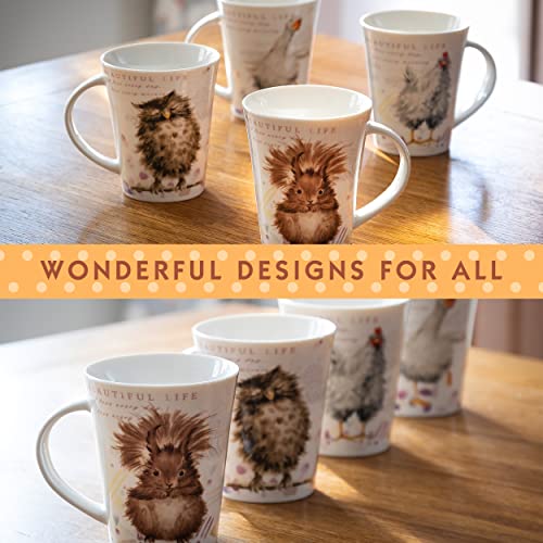Animal Mugs Set of 4 – 12.2 oz Ceramic Coffee & Tea Cups by Spotted Dog Gift Co