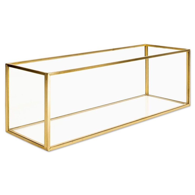 Koyal Wholesale 1 Pcs Long Glass Candle Holder Tray 24 Inch Gold and Glass Long Tray for Table Centerpiece, Rectangular Candle Holder, Long Gold Rectangle Tray, Wedding Table Centerpieces
