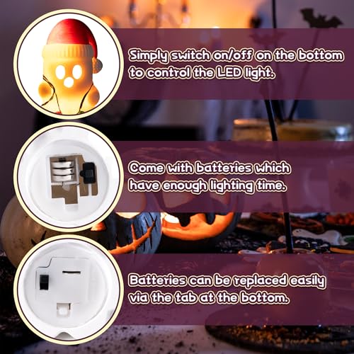 Christmas Ghost Night Light with Santa Hat - Halloween Holiday Decor, LED Tabletop Accent