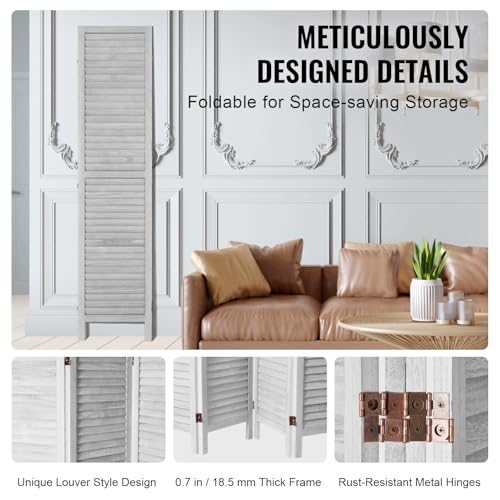 Wood Room Divider 4-Panel Folding Privacy Screen for Home & Office, 66.9 Inches Tall