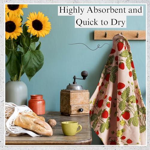 5-Piece Strawberry Kitchen Towel, Oven Mitt, and Pot Holder Set