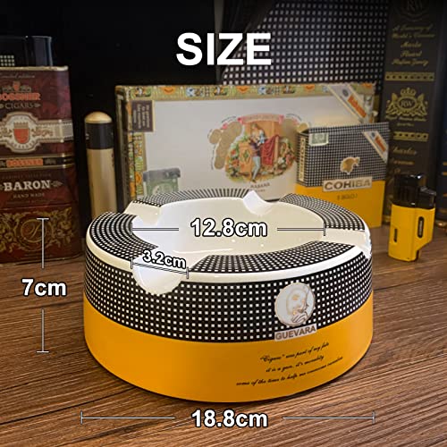 8-Inch Large Porcelain Cigar Ashtray with 4 Rests for Patio and Home