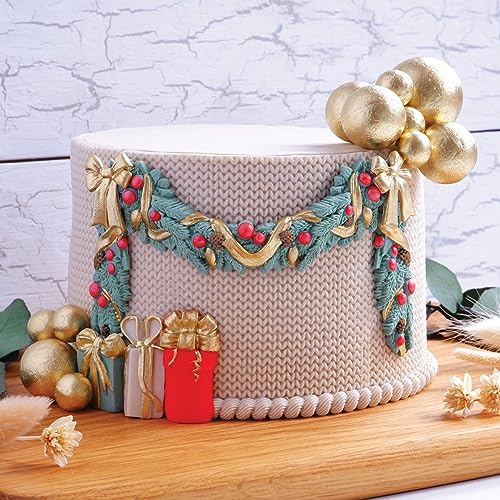 Katy Sue Festive Garland Silicone Mold for Christmas Cake Decorating & Craft
