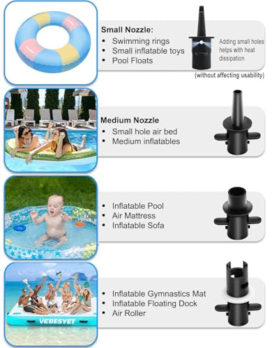 Electric Air Pump for Inflatables - 400W Quick Fill Inflator/Deflator with 4 Nozzles