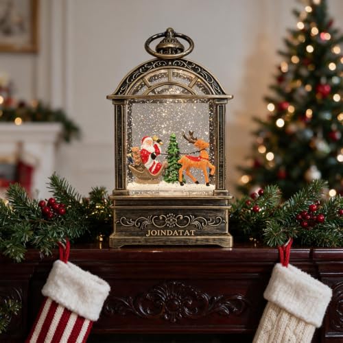 Santa Claus Snow Globe Lantern with Music & LED Lights – 9.6 inch, USB or Battery powered