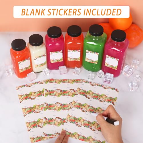 12oz Glass Juice Bottles with Leakproof Lids - 12 Pack Reusable Jars