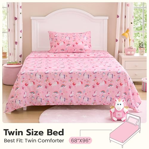 Joiedomi Kids Twin Sheet Set - 3-Piece Soft Microfiber Unicorn Bed Sheets