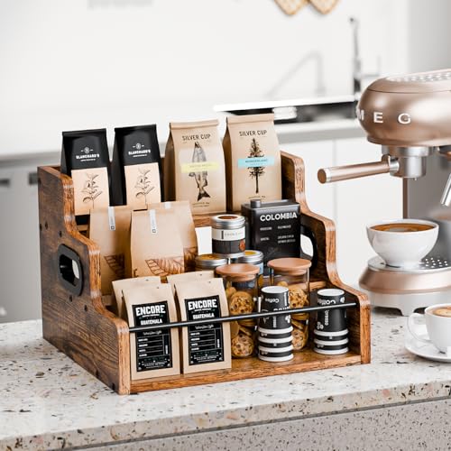 3-Tier Wooden Countertop Liquor Bottle Display Shelf & Bar Organizer