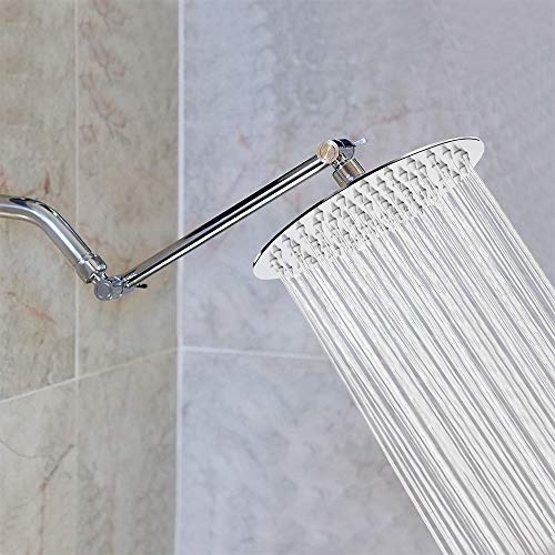 8-Inch High Pressure Rainfall Shower Head with 11-Inch Adjustable Arm