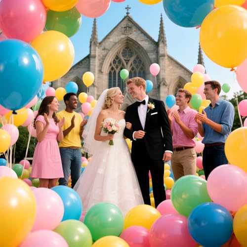 Rainbow Latex Balloons 12 Inch Assorted Colors 120 Pack for Party