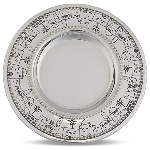 Jerusalem Jerusalem Jerusalem Stainless Steel Kiddush Cup Set with Tray - Kosher for Passover & Yom Tov