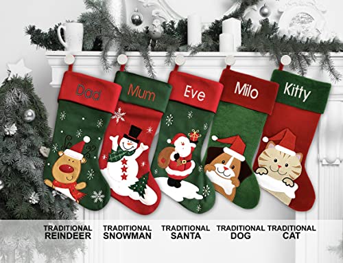 Personalized Christmas Stocking with Embroidered Name - 18.5" Reindeer