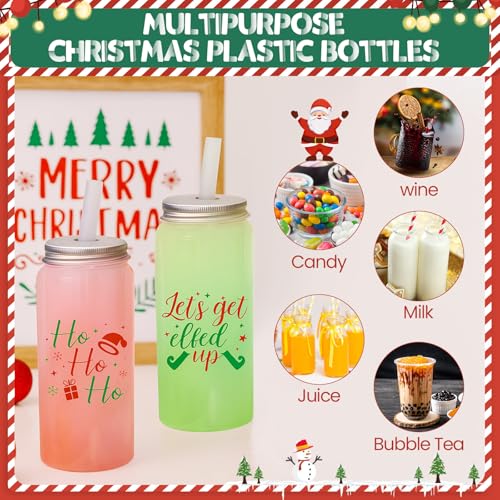 Pickmesh 24 Pack Christmas Cups with Red & Green Lids & Straws - Holiday Party Drinkware