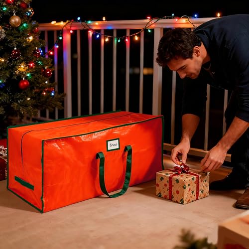 9 Ft Heavy Duty Christmas Tree Storage Bag Waterproof Red with Handles