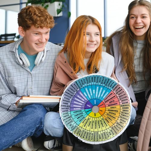 Wheel of Emotions Velvet Throw Pillow - 14-Inch Round Feelings Chart Cushion