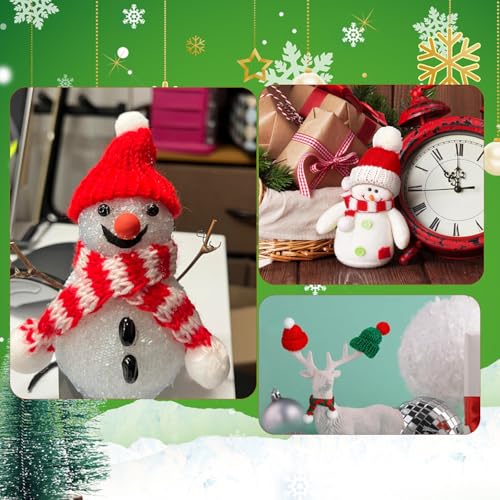 Mini Knit Santa Hat & Scarf Set for Christmas Decorations - Red & Green, 12 pcs